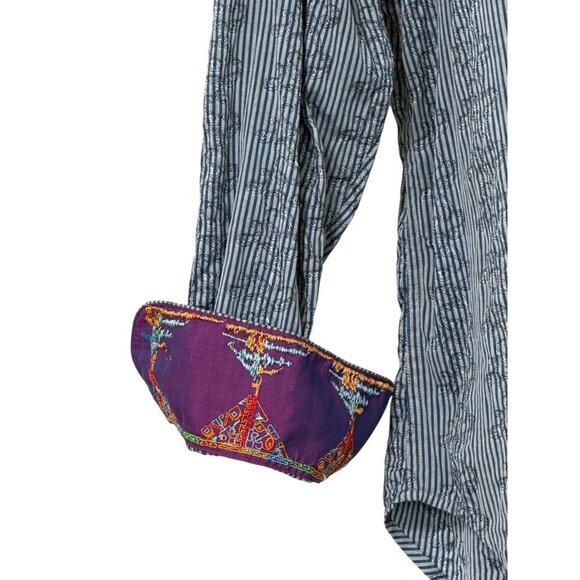 Robert Graham Button Down Shirt Blue Gray Striped Paisley Contrast Cuffs Size M - Picture 3 of 10